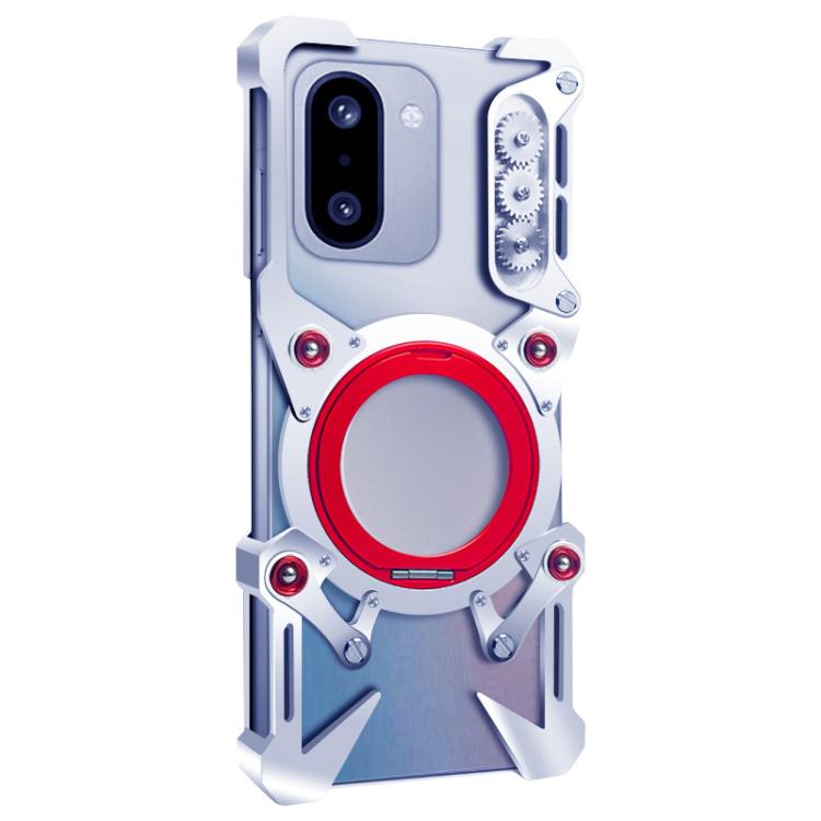 For OnePlus Ace 6T Rotating Bracket Hollow Metal Phone Case with Lanyard