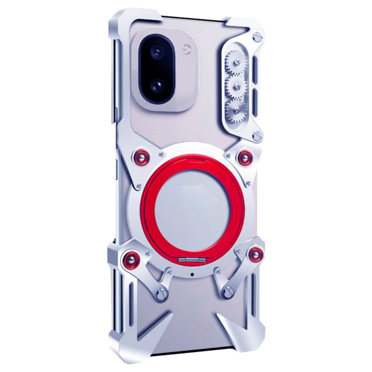 For OnePlus 15R Rotating Bracket Hollow Metal Phone Case with Lanyard