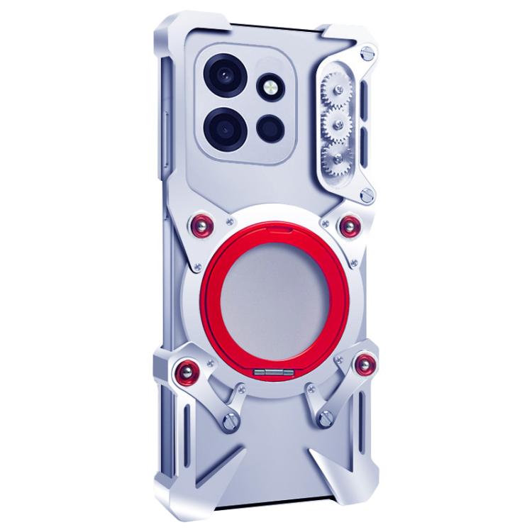 For OnePlus Turbo 6 Rotating Bracket Hollow Metal Phone Case with Lanyard