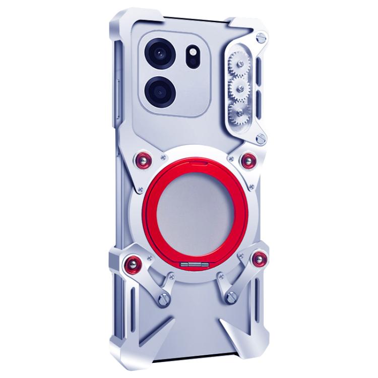 For OnePlus Turbo 6V Rotating Bracket Hollow Metal Phone Case with Lanyard