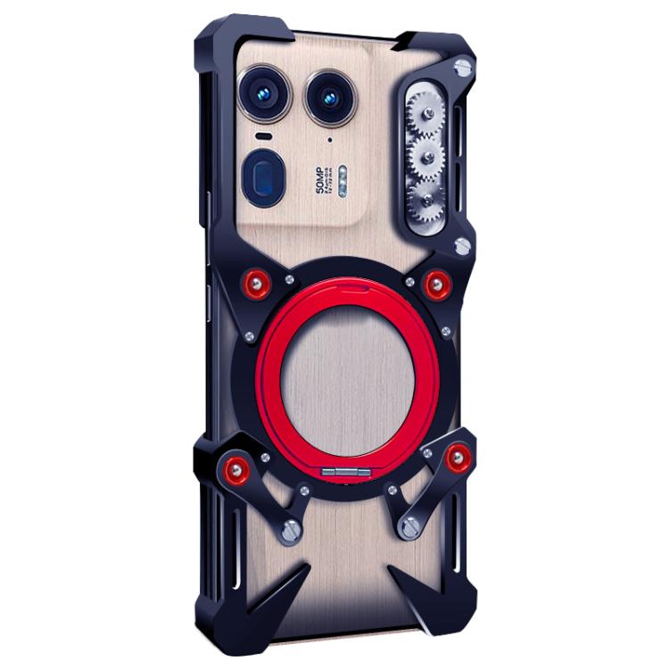 For Motorola Moto X50 Ultra Rotating Bracket Hollow Metal Phone Case with Lanyard