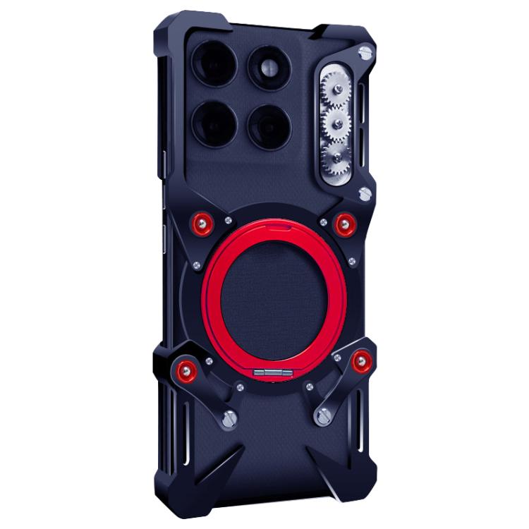 For Motorola Edge 60 Rotating Bracket Hollow Metal Phone Case with Lanyard