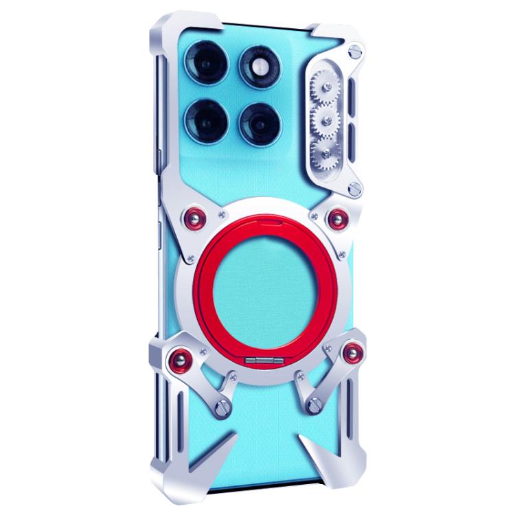 For Motorola Edge 60 Rotating Bracket Hollow Metal Phone Case with Lanyard