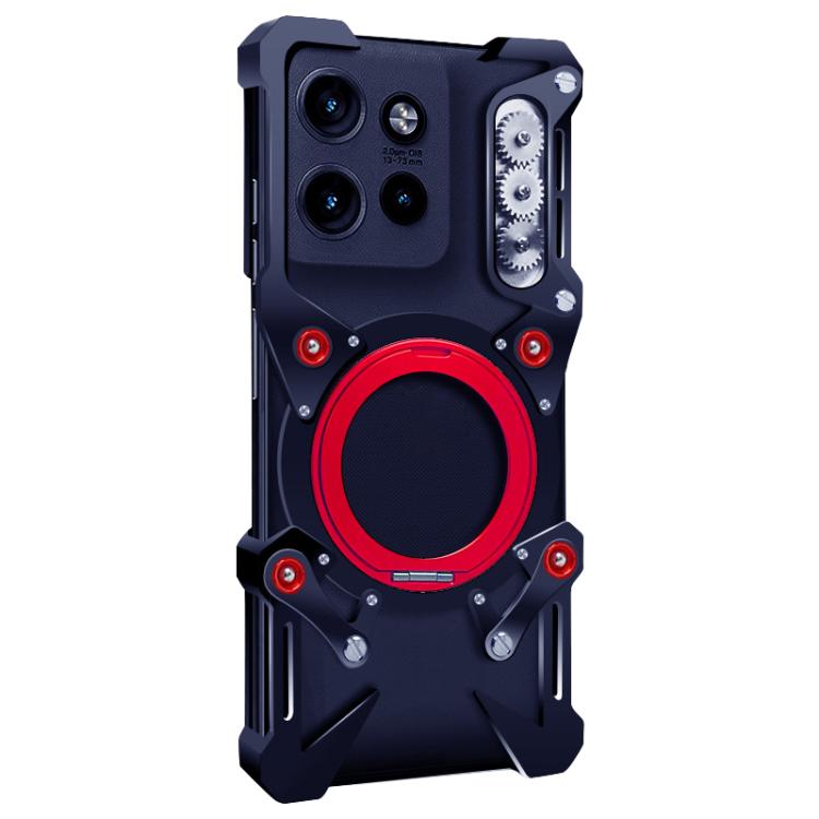 For Motorola Edge 60 Neo Rotating Bracket Hollow Metal Phone Case with Lanyard