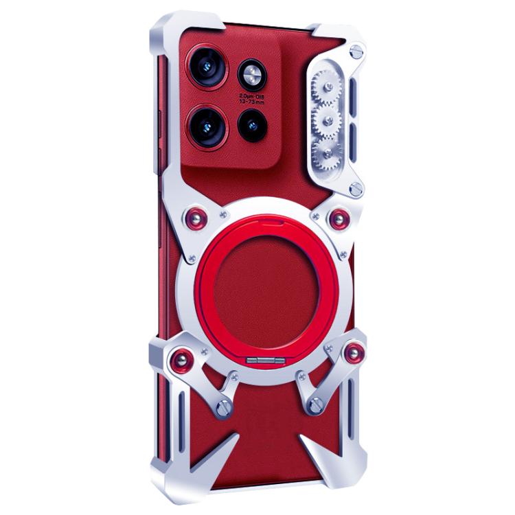 For Motorola Edge 60 Neo Rotating Bracket Hollow Metal Phone Case with Lanyard