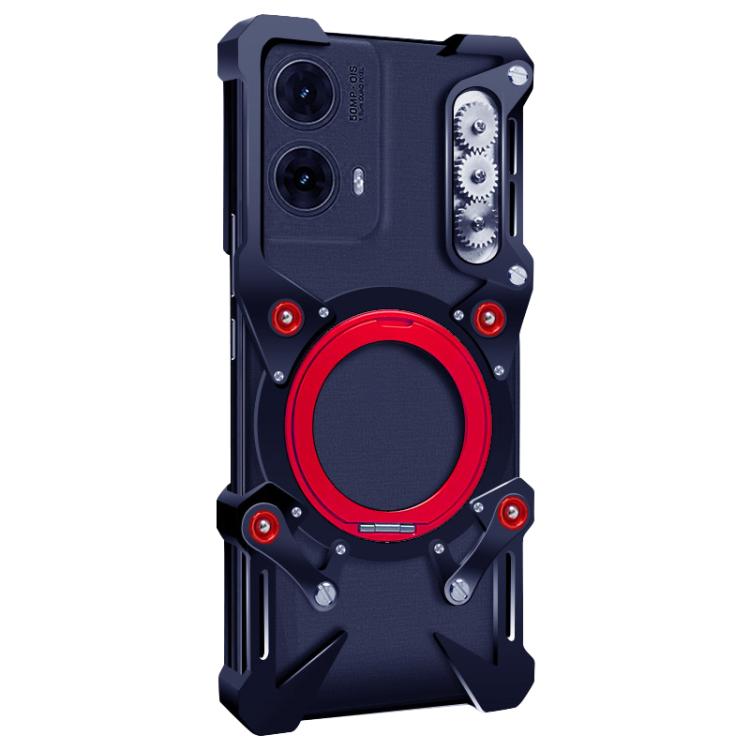 For Motorola Edge 2025 Rotating Bracket Hollow Metal Phone Case with Lanyard
