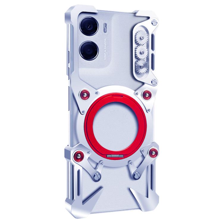 For Motorola Moto G06 4G Rotating Bracket Hollow Metal Phone Case with Lanyard