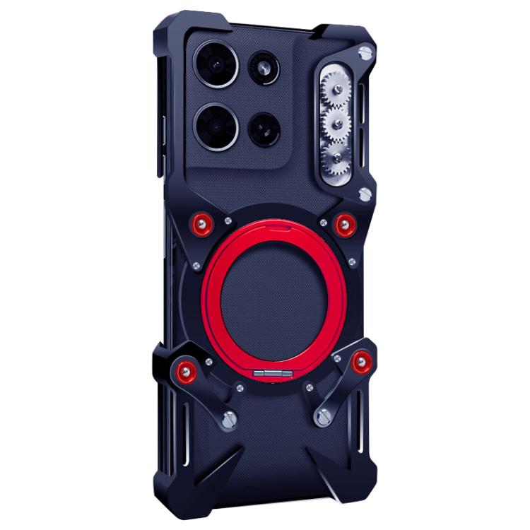 For Motorola Moto G Play 5G 2026 Rotating Bracket Hollow Metal Phone Case with Lanyard