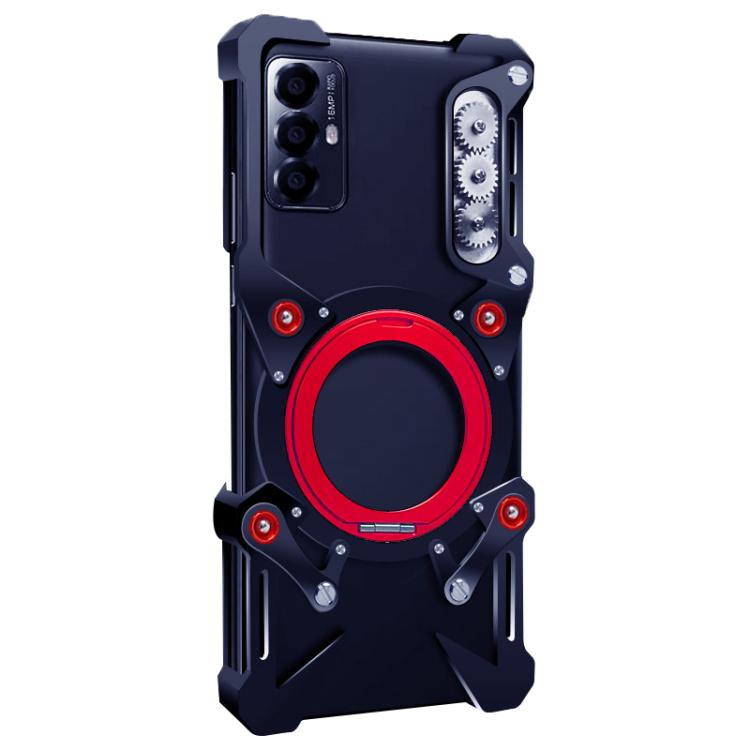 For Motorola Moto G Play 2023 Rotating Bracket Hollow Metal Phone Case with Lanyard