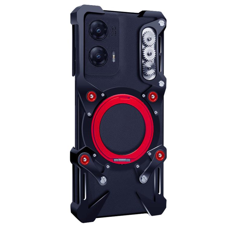 For Motorola Moto G Stylus 5G 2024 Rotating Bracket Hollow Metal Phone Case with Lanyard