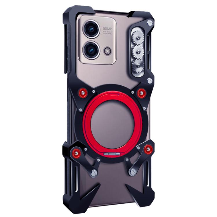 For Motorola Moto G Stylus 5G 2023 Rotating Bracket Hollow Metal Phone Case with Lanyard