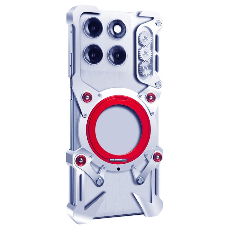 For Motorola Moto G67 / G77 5G Rotating Bracket Hollow Metal Phone Case with Lanyard