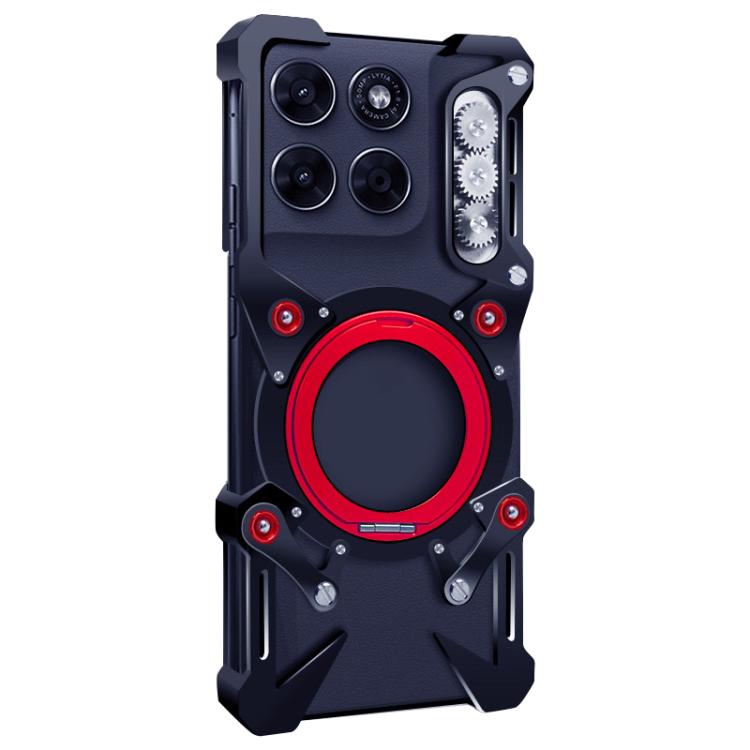 For Motorola Moto G17 / G17 Power 4G Rotating Bracket Hollow Metal Phone Case with Lanyard