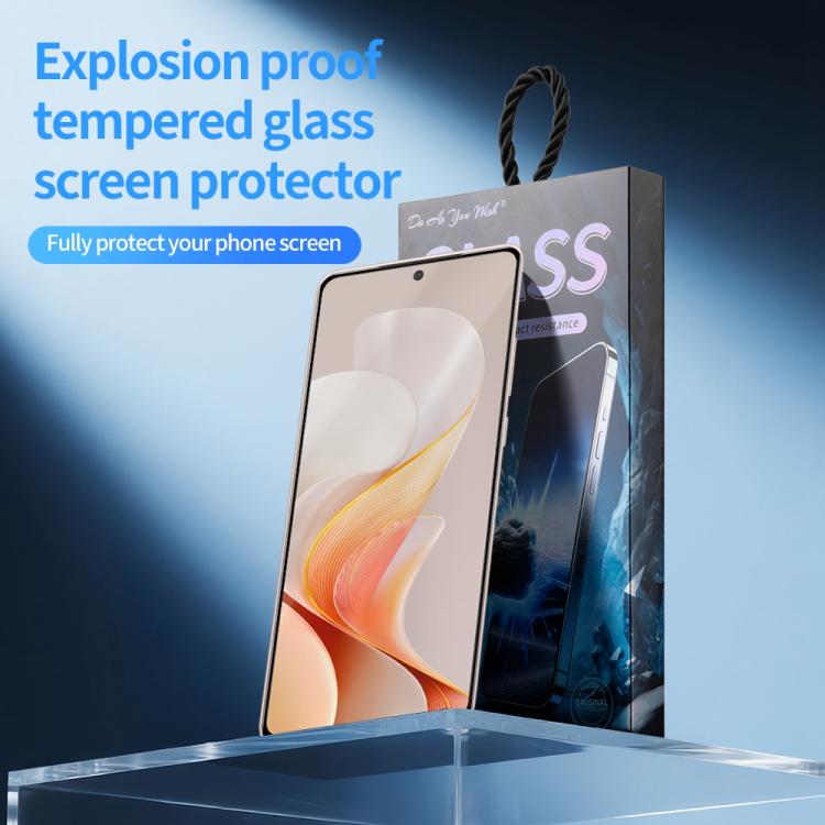 For vivo S19 Do As You Wish Silk Screen Printed HD Tempered Glass Film - Black