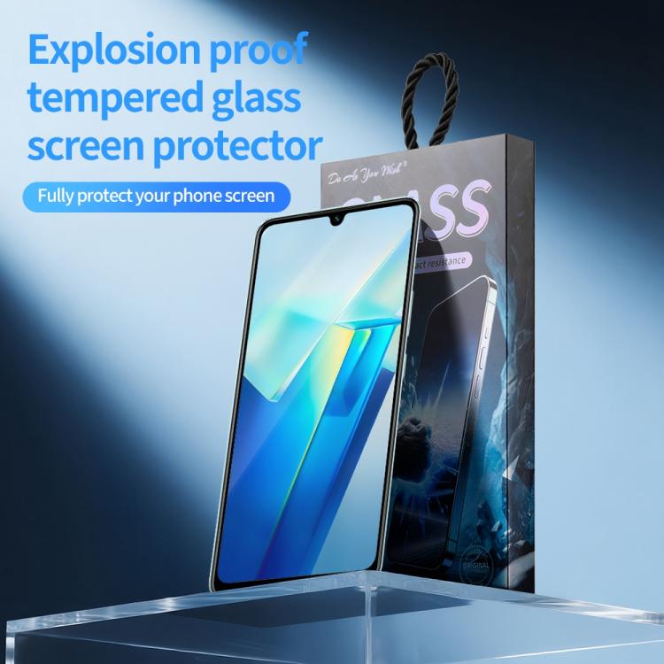 For vivo T2x Do As You Wish Silk Screen Printed HD Tempered Glass Film - Black