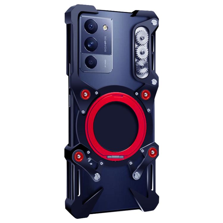 For Lenovo Legion Y70 Rotating Bracket Hollow Metal Phone Case with Lanyard