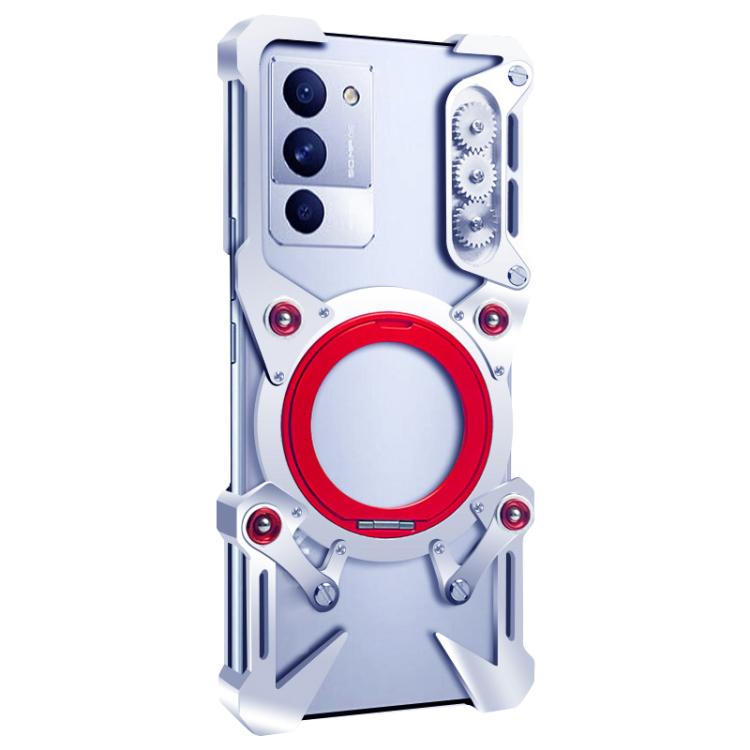For Lenovo Legion Y70 Rotating Bracket Hollow Metal Phone Case with Lanyard