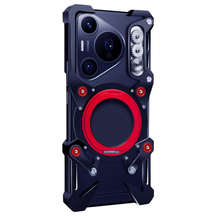 For Huawei Pura 70 Pro Rotating Bracket Hollow Metal Phone Case with Lanyard
