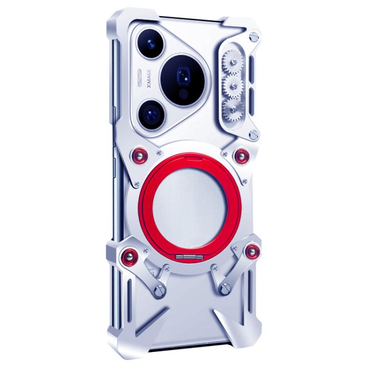 For Huawei Pura 70 Pro Rotating Bracket Hollow Metal Phone Case with Lanyard