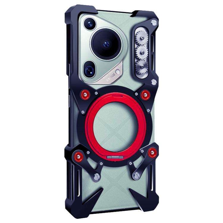 For Huawei Pura 70 Ultra Rotating Bracket Hollow Metal Phone Case with Lanyard