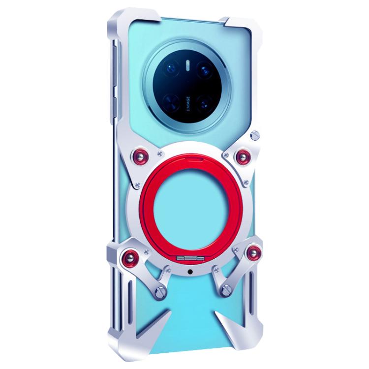 For Huawei Mate 70 Rotating Bracket Hollow Metal Phone Case with Lanyard