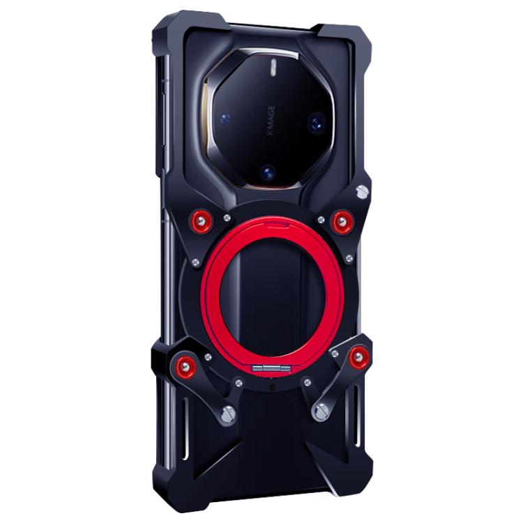 For Huawei Mate 60 RS Ultimate Rotating Bracket Hollow Metal Phone Case with Lanyard