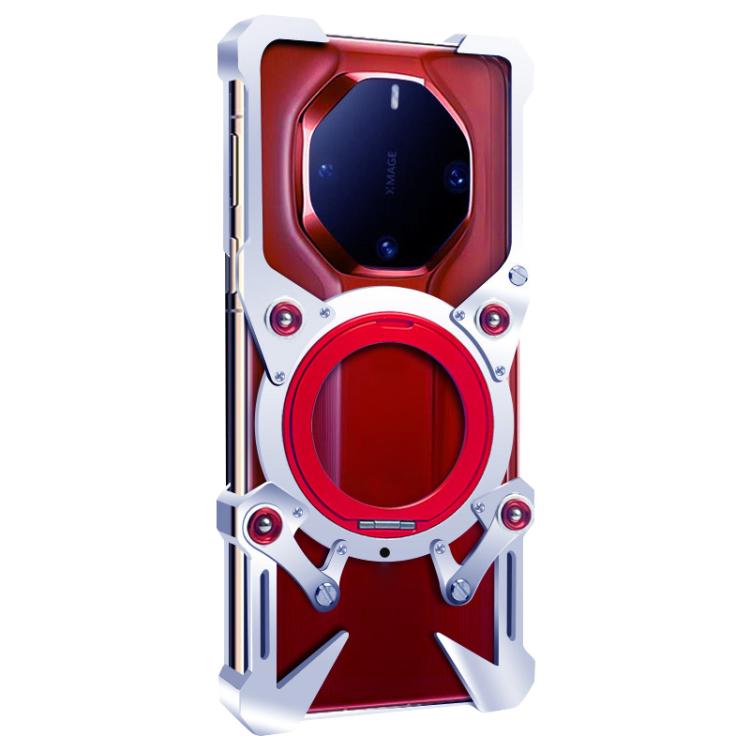 For Huawei Mate 60 RS Ultimate Rotating Bracket Hollow Metal Phone Case with Lanyard