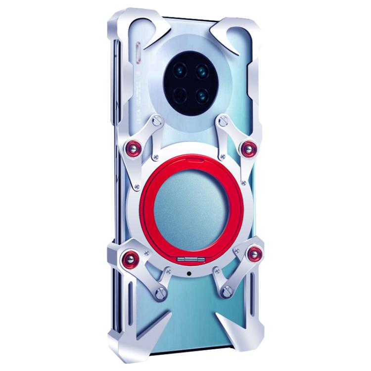 For Huawei Mate 30 Pro Rotating Bracket Hollow Metal Phone Case with Lanyard