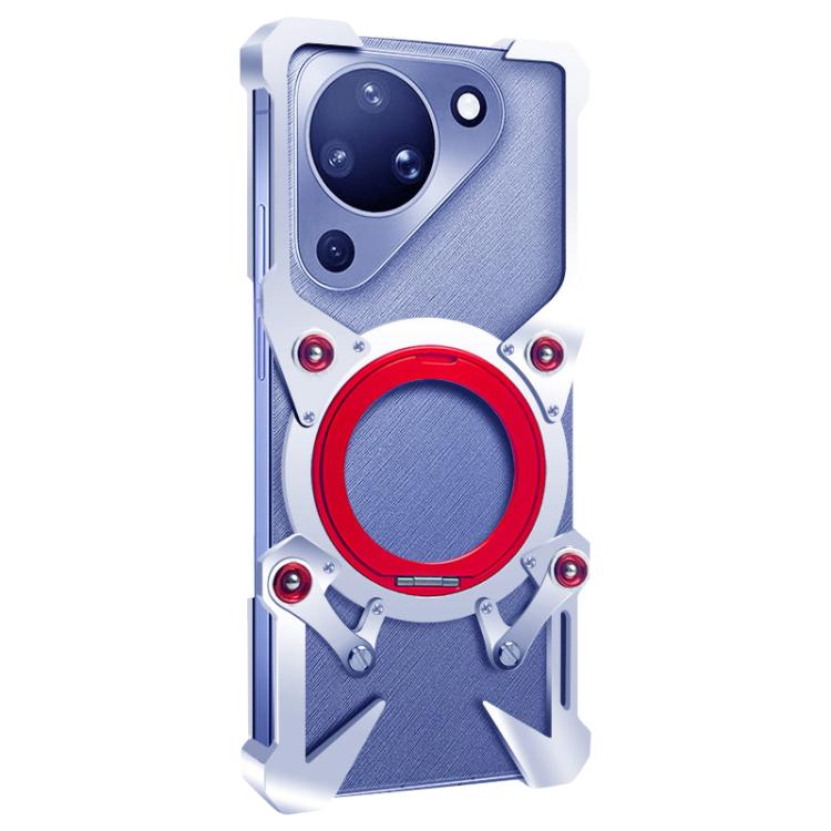 For Huawei Pura 90 Rotating Bracket Hollow Metal Phone Case with Lanyard