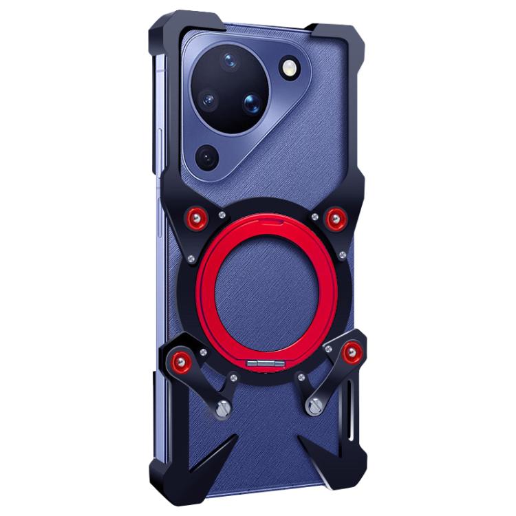 For Huawei Pura 90 Rotating Bracket Hollow Metal Phone Case with Lanyard