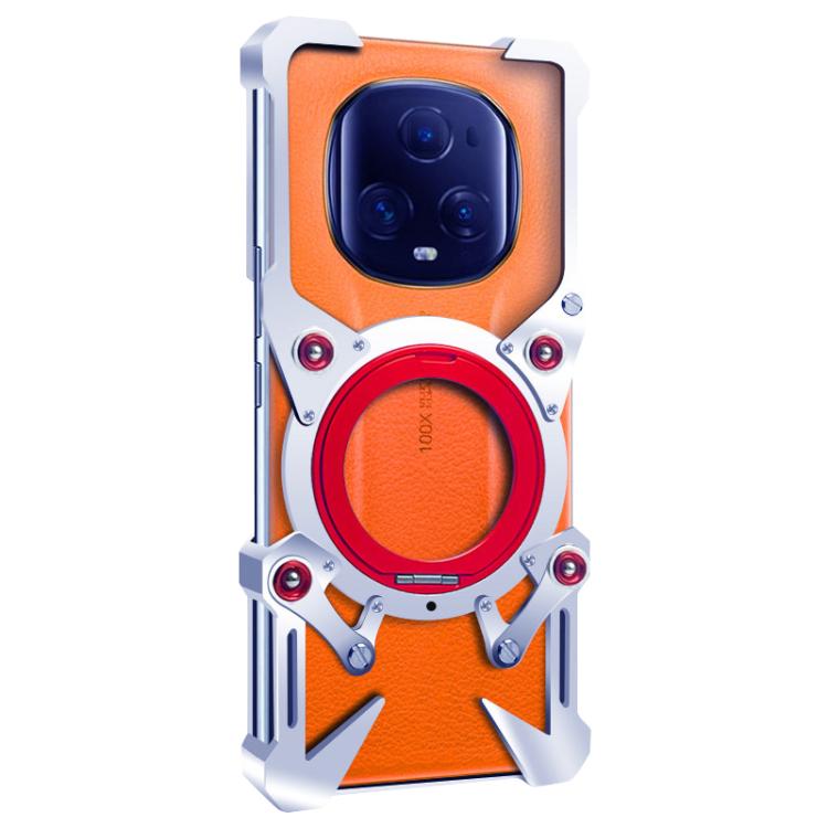 For Honor Magic5 Ultimate Rotating Bracket Hollow Metal Phone Case with Lanyard