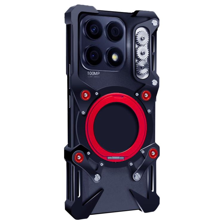 For Honor X8a Rotating Bracket Hollow Metal Phone Case with Lanyard