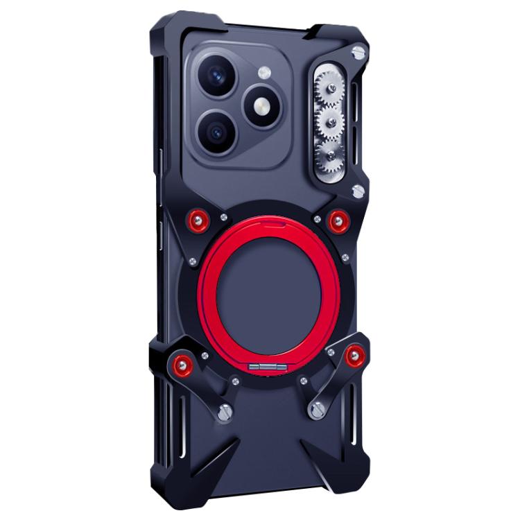 For Honor X8d Rotating Bracket Hollow Metal Phone Case with Lanyard
