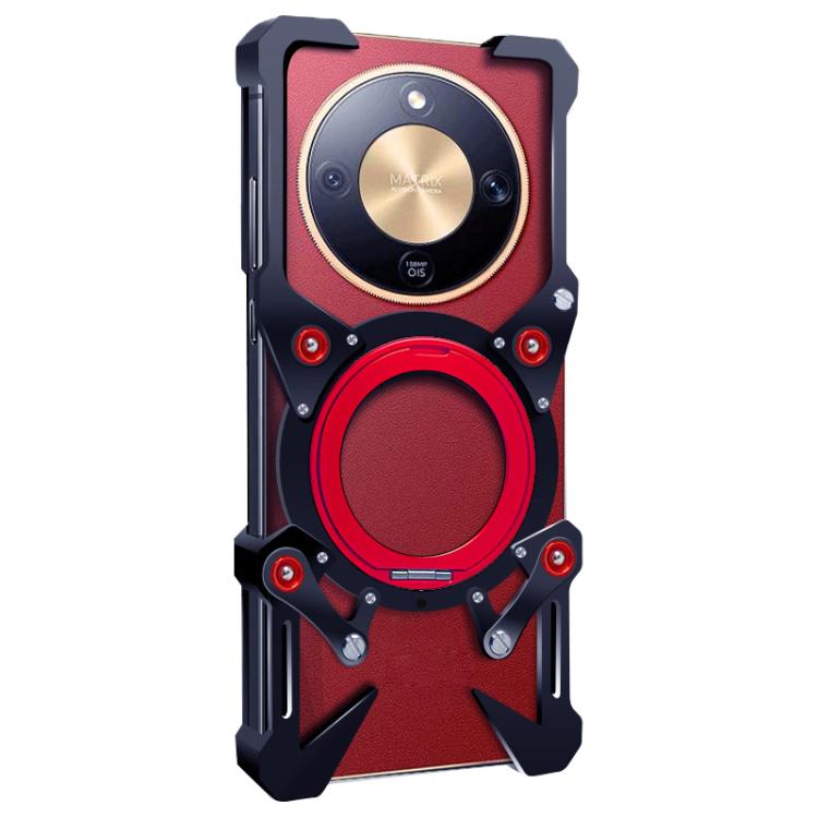 For Honor X9d 5G Rotating Bracket Hollow Metal Phone Case with Lanyard