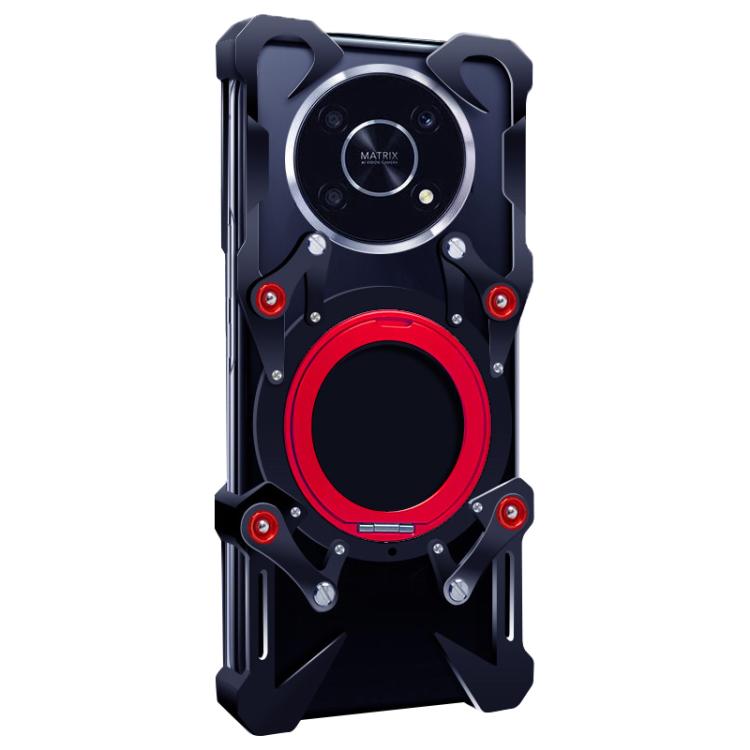 For Honor X30 Rotating Bracket Hollow Metal Phone Case with Lanyard