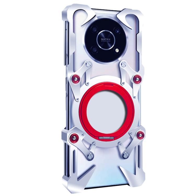 For Honor X30 Rotating Bracket Hollow Metal Phone Case with Lanyard
