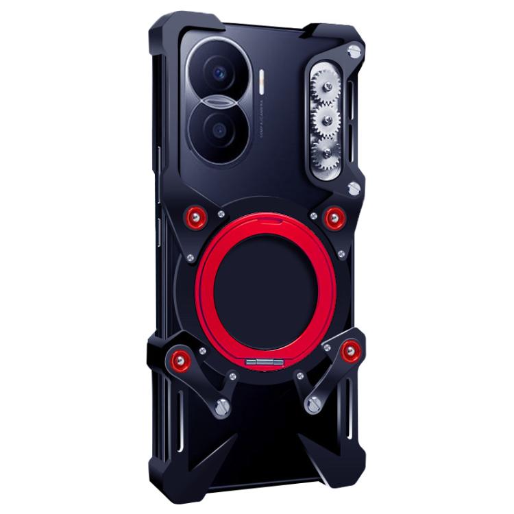 For Honor X40i Rotating Bracket Hollow Metal Phone Case with Lanyard