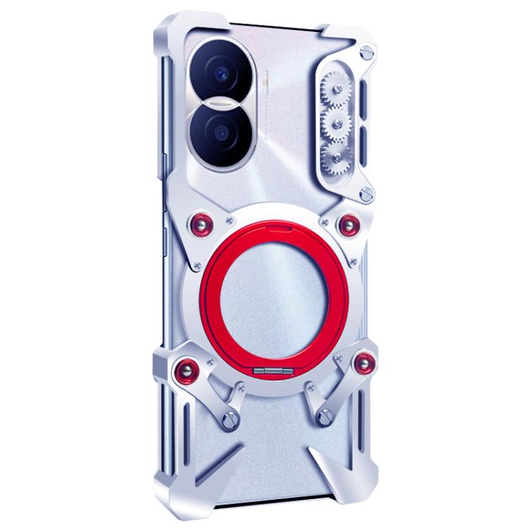 For Honor X40i Rotating Bracket Hollow Metal Phone Case with Lanyard