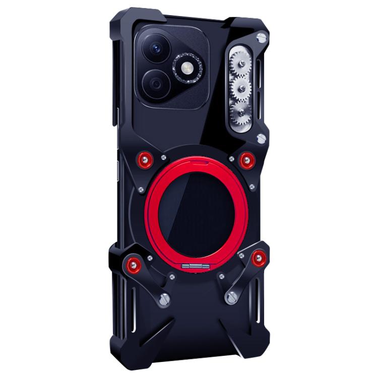 For Honor X60i Rotating Bracket Hollow Metal Phone Case with Lanyard