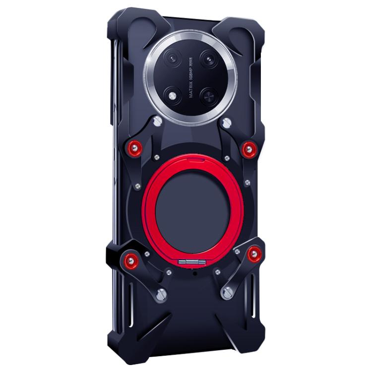 For Honor X60 Pro Rotating Bracket Hollow Metal Phone Case with Lanyard