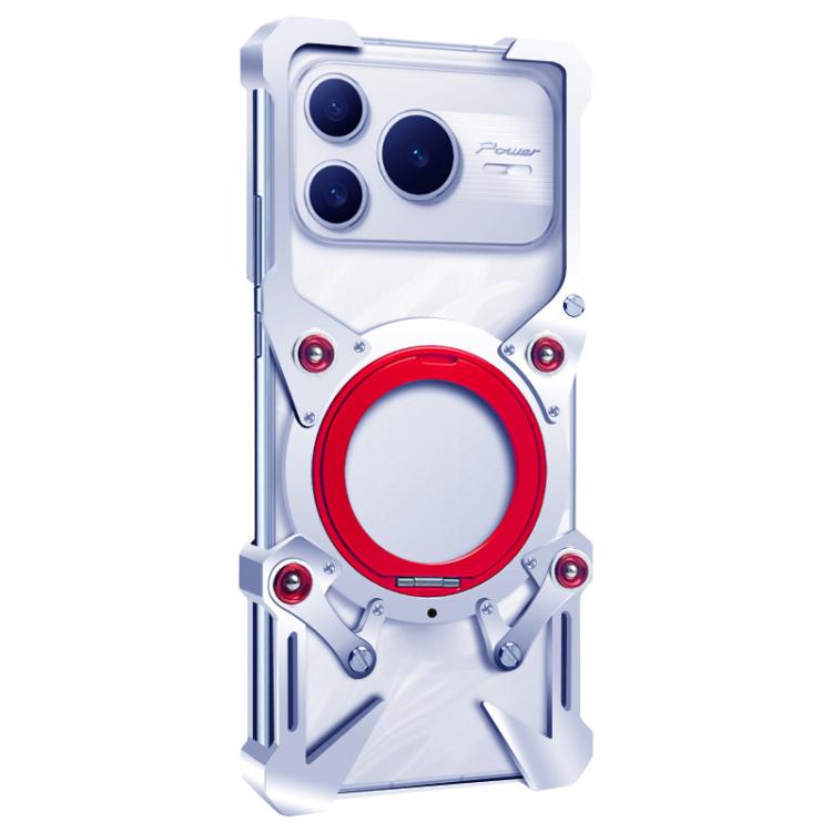 For Honor Power2 Rotating Bracket Hollow Metal Phone Case with Lanyard