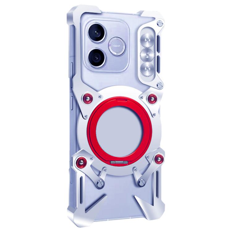 For Honor 600 Lite Global Rotating Bracket Hollow Metal Phone Case with Lanyard