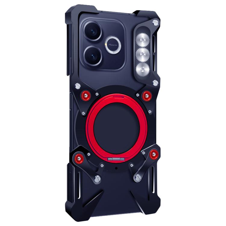 For Honor X80i 5G Rotating Bracket Hollow Metal Phone Case with Lanyard
