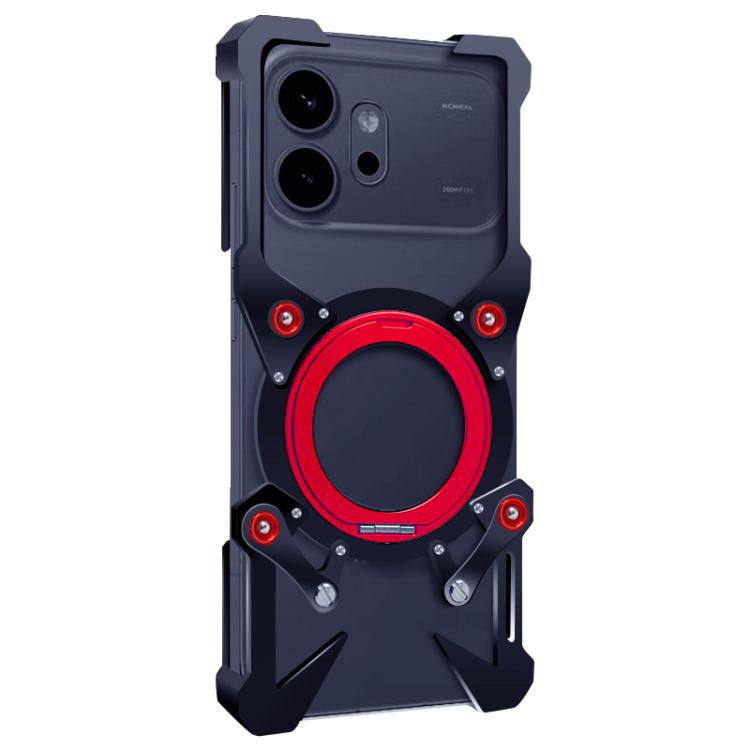 For Honor 600 Global Rotating Bracket Hollow Metal Phone Case with Lanyard