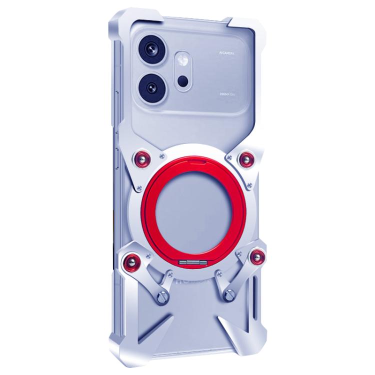 For Honor 600 Pro Global Rotating Bracket Hollow Metal Phone Case with Lanyard