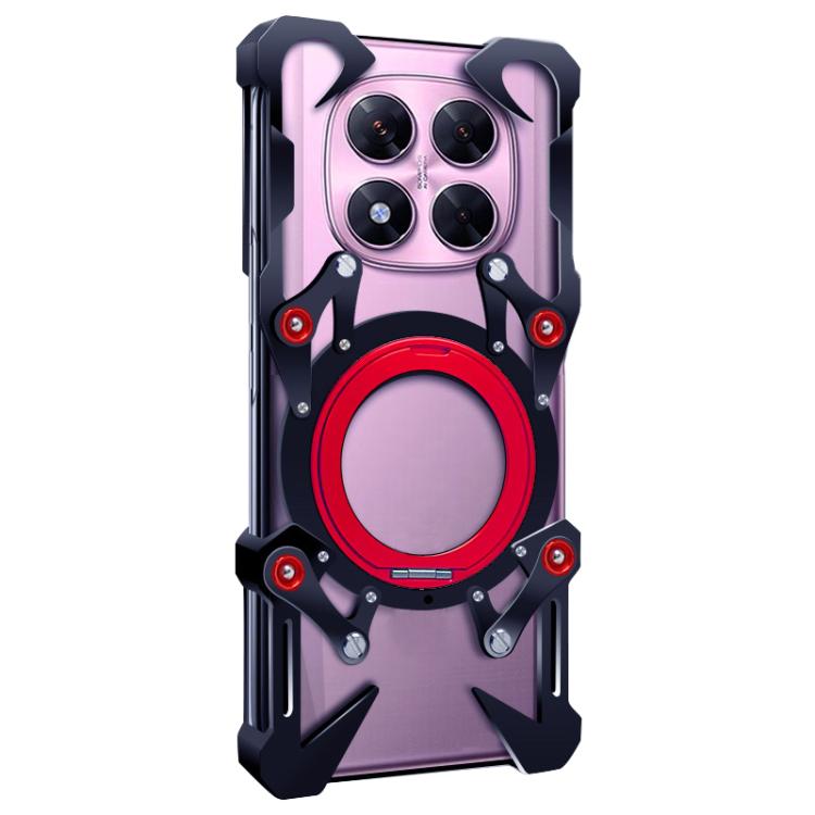For Xiaomi Poco X7 Rotating Bracket Hollow Metal Phone Case with Lanyard