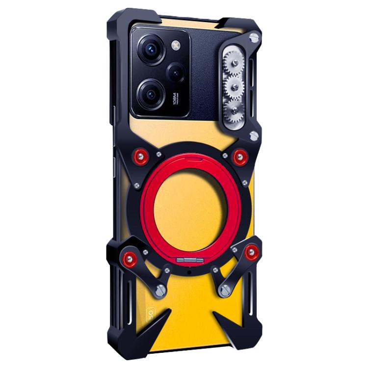 For Xiaomi Poco X5 Pro Rotating Bracket Hollow Metal Phone Case with Lanyard
