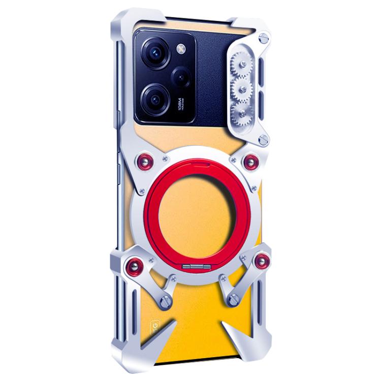 For Xiaomi Poco X5 Pro Rotating Bracket Hollow Metal Phone Case with Lanyard
