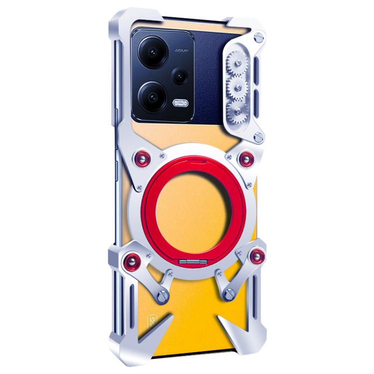 For Xiaomi Poco X5 Rotating Bracket Hollow Metal Phone Case with Lanyard