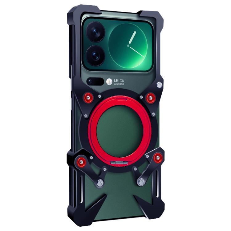 For Xiaomi 17 Pro Rotating Bracket Hollow Metal Phone Case with Lanyard
